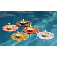 Suda Yüzebilen Standlı Farklı Renk ve Desenlerde 10 Adet Tealight Mum (9.5cmx9.5cm)