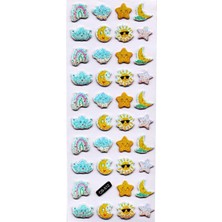 Sticker Kabartmalı Sticker Defter Planlayıcı Etiket (CB512) 16X7 Cm- Güneş Ay Yıldız