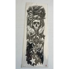 Kanatlı Kuru Kafa 1 Hafta Kalıcı Tam Kol Bacak Yapıştırma Geçici Dövme 46 cm