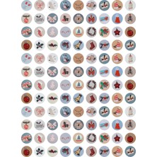 Yılbaşı Sticker Seti, Yeni Yıl Karışık Desenli Süs ve Hediye & Paket Etiketleri, 108 Adet, 33X33 mm