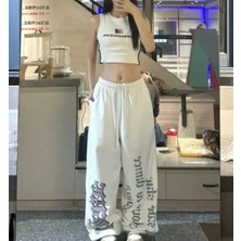 Amor Face Büyük Beden Sokak Modası Gothıc Baskılı Ispanyol Paça Kışlık Kadın Eşofman Altı