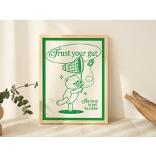 Retro Ayı Baskısı, Vintage Turuncu Illüstrasyon, Pozitif Tipografi Baskıları, Içgüdülerinize Güvenin Duvar Dekoru