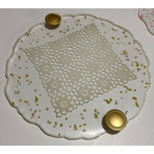 Dantelli Şeffaf Epoksi Tepsi Serisi (El Işi Dantel Detaylı - 30 Cm)