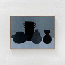 Vazolar: Sanat, Yatay Modern Iskandinav Duvar Sanatı. Gri