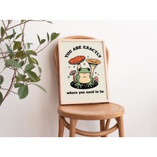 Kurbağa Mantarı Cottagecore, Sevimli Kurbağa, Pozitif, Retro Duvar Dekoru, Büyük Sanat