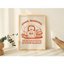 Mutfak Duvar Baskısı, Retro Kahvaltı Illüstrasyonu, Vintage Kettle 70'ler Poster, Yemek Dekoru