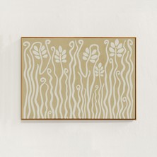 Nötr Tonlar Duvar Dekoru. Soyut Orman: Eklektik Bohem Kır Evi Tarzı Oda Dekoru, Yatay Bej Duvar Sanatı