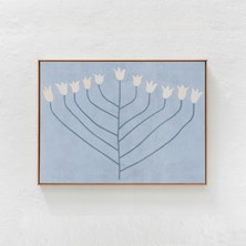 Bahar Çiçeği: Yatay Sanat. Iskandinav Bohem Ev / Yatak Odası Dekoru, Açık Mavi / Pastel Çiçekli Duvar Sanatı