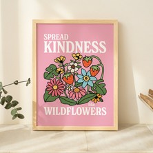Pembe Kır Çiçekleri Posteri, Botanik Baskı, Çiçek Pazarı Posteri, Çiçek Baskısı
