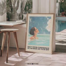 Komik Havuz Sanatı: Retro Pastel Mavi, Esprili Yaz Dekoru ( )