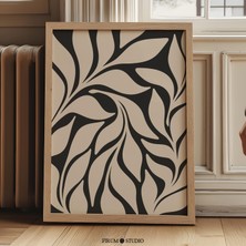 Bej ve Siyah Soyut Botanik Duvar Sanatı, Modern Kasvetli Duvar Sanatı