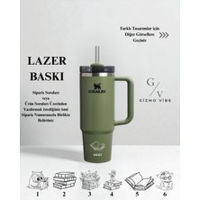 Stanley Kişiselleştirilebilir Quencher Pipetli Termos 1,18 Lyeşil Özel Isimli Haki