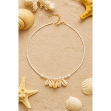 Doğal Deniz Kabuğu ve Boncuk Detaylı Yazlık Makrome Kolye