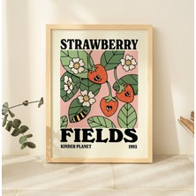 Retro Çilek Posteri, Botanik Baskı, Çiçek Pazarı Posteri, Çiçek Baskısı