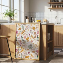 Italyan Mutfak Duvar Sanatı, Yemek ve Şarap Desenli Poster