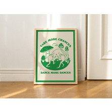 Retro Dans Eden Kurbağalar Duvar Baskısı, Vintage Kurbağa Illüstrasyonu, Trend Posterler