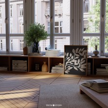 Zeytin Dalı Bej ve Siyah Duvar Sanatı