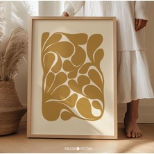 Soyut Sarı Botanik Sanatı - Sönük Sarı Dekor | Modern Evler Için Şık Duvar | Bohem Yatak Odaları Için Organik Duvar Sanatı |