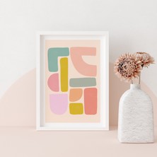 Soyut Şekiller, Bohem Sanatı, Modern Soyut Sanat, Pastel Pembe Duvar Sanatı