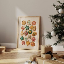 Bohem Noel Kurabiye Sanatı - Şenlikli Mutfak Duvar Dekoru | Rahat Yemek Odaları Için Sanat | Toprak Tonlarında Noel |