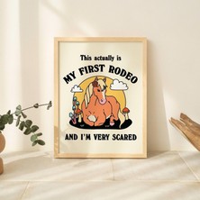 Çerçeveli Kovboy Atı Sözü Baskısı, Ilk Rodeo Sözü Posteri, Retro Mantar Posterleri, Cottagecore Çocuk