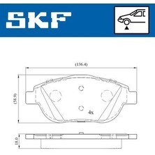 Skf VKBP80098 - Ön Fren Balatası Corsa F 19 Crossland 17 Mokka 20 C3 Iı-Iıı-Aırcross 09 C4 14 208 19 2008 19 Ds3 15 15 Inç 283MM