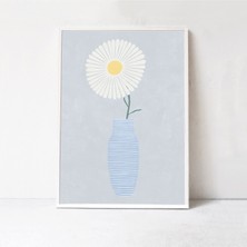 Vazoda Çiçek Posteri: Sanat. Açık Mavi Nötr Tonlarda Iskandinav Bohem Tarzı Çiçek Duvar Sanatı, Pastel Sanat