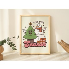 Kardan Adam Tatil Dekoru, Şenlikli Noel Posteri, Vintage Tarzı Noel Ağacı Baskıları