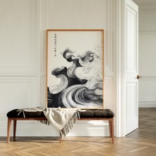 Ilham Verici Japon Deyişi Japandi Sanatı, Siyah Beyaz Dalgalı Japon Posteri, Wabi Sabi Duvar Sanatı