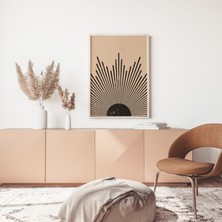 Sunburst Duvar Dekoru, Bej Siyah Duvar Sanatı, Orta Yüzyıl Modern