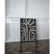 Siyah ve Bej Soyut Çiçek Duvar Sanatı