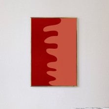 Kırmızı Duvar Sanatı: Büyük Soyut Şekiller Sanatı. Dalgalı Sanat Duvar Sanatı, Kırmızı ve Turuncu Soyut Dalga Sanatı