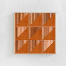 Yanık Turuncu Duvar Sanatı Sanat Terakota Orta Modern Geometrik Duvar Sanatı Büyük Kare Sanat Boho