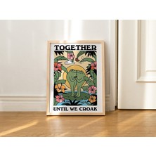 Çerçeveli Tropikal Kurbağa Duvar Baskısı, Retro Renkli Mantar Illüstrasyonu, Sevimli Çiftler Için Hediye, Yıldönümü Hediyesi Fikri, Siyah