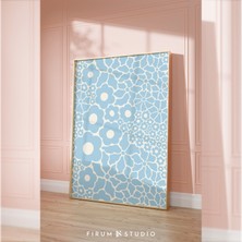 Gökyüzü Mavisi Soyut Çiçekler Duvar Sanatı | 1987 | Pastel Mavi Çocuk Odası Duvar Dekoru, Y2K Mavi Çiçekler Sanatı