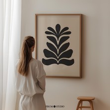 Modern Iskandinav Botanik – Siyah ve Bej Soyut Duvar Sanatı