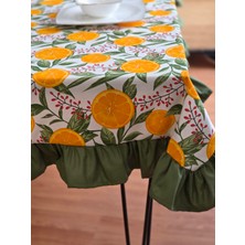 Fırfırlı Portakal Desenli Dertsiz Su Itici Özeliğe Sahip Masa Örtüsü