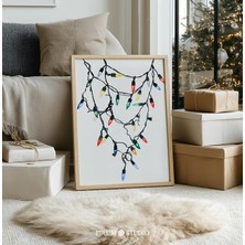 Retro Noel Işıkları Sanatı - Şenlikli Duvar Dekoru | Eklektik Daireler ve Çocuk Odası Dekorasyonu Için Noel Sanatı |