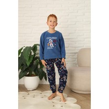 Yeni Stil Sonbahar/kış Erkek Çocuk Uzay Figür Astronot Desen Polar Pijama Takımı 4565