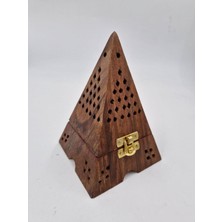 Piramit Konik Ahşap Tütsü Yakma Kutusu No3