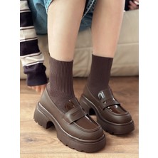 Celora Kadın Kalın Taban Bot Acıkahve Triko