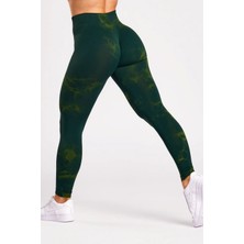 Seamless/dikişsiz Büzgülü Batik Tayt Yeşil