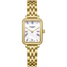 Lee Cooper LC08232.120 Dikdörtgen Kasa Romen Rakamlı 3 Atm Suya Dayanıklı Altın Renk Kadın Kol Saati