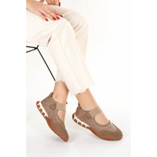 Kadın Vizon Ortopedik Taban Cırtlı Babet Spor Ayakkabı