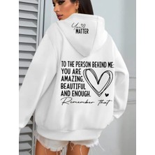Punıx Büyük Beden Kadın Modern Tasarım Yüksek Kalite Sırt Baskılı Kışlıkkapüşonlu Sweatshırt