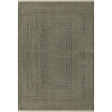 Aren Halı Leivi Çerçeveli Gri Polyester Makine Halısı
