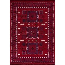 Aren Halı Baden Klasik Göbekli Kırmızı Pamuklu ve Polyester Makine Halısı