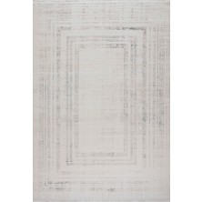 Vernole Çerçeveli Krem Antrasit Çizgili Akrilik Makine Halısı