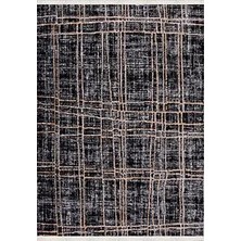 Aren Halı Görlitz Modern Siyah Mikropolyester Pamuk Tabanlı Makine Halısı