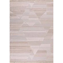 Aren Halı Scai Geometrik Bej Polyester Kaydırmaz Taban Makine Halısı